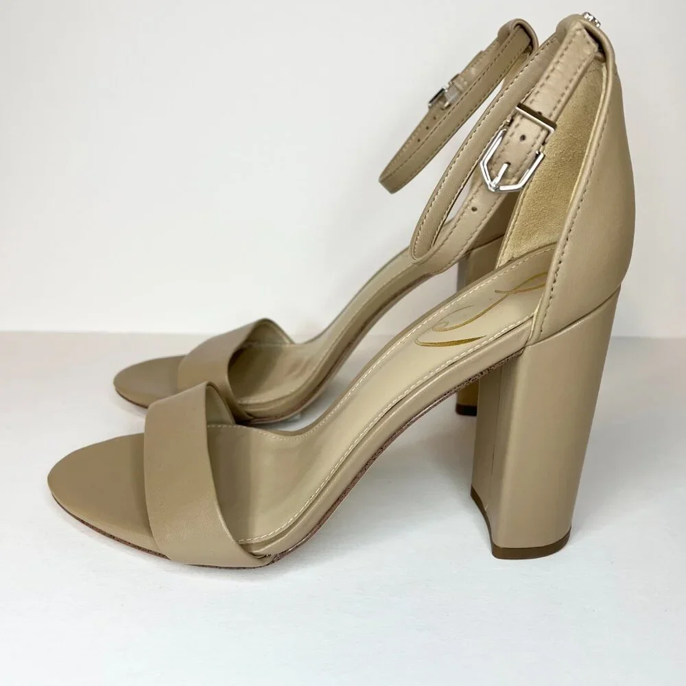 Sam Edelman Yaro Size 7 Classic Nude Ankle Strap Sandal Heel - Picture 2 of 8